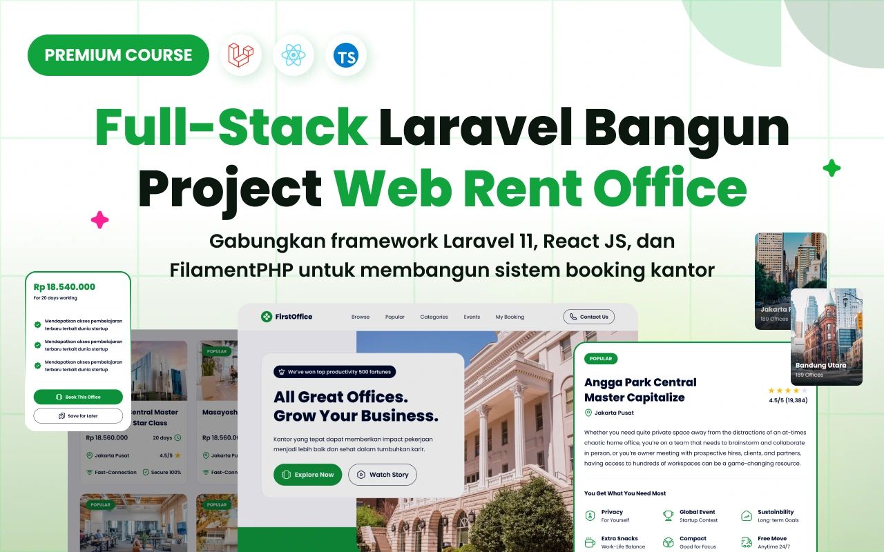 Foto kelas Full-Stack Laravel 11, React, TypeScript: Website Rent Office